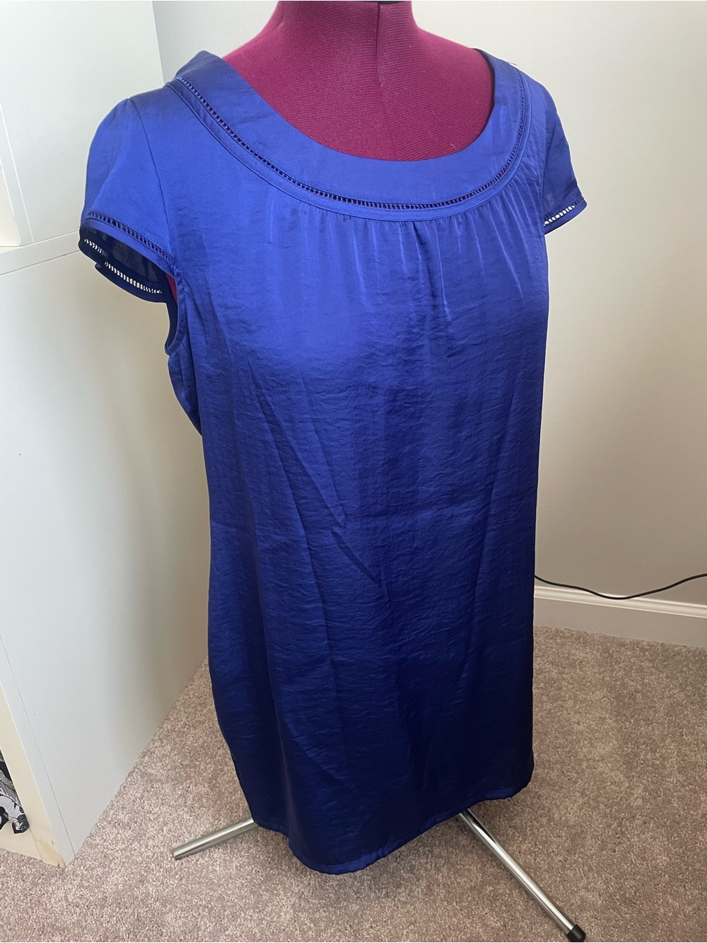 H&M Royal Blue Cap Sleeve Scoop Neck Tunic Dress